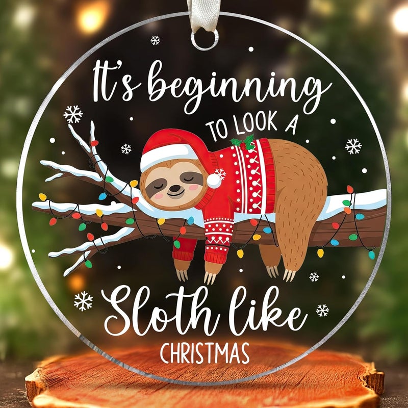 TEEBIM Sloth Ornament - Sloth Ornaments for Christmas Tree, Animal Ornaments - Animal Lovers Gifts for Women - Acrylic Christmas Ornament 2025 - Image 1